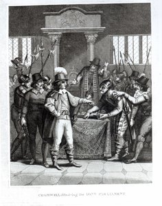 Oliver Cromwell (1599-1658) Dissolvant le Long Parlement en 1653 - English School